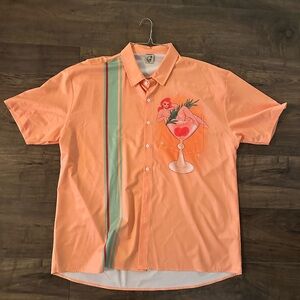 Peach Graphic Button Down Shirt